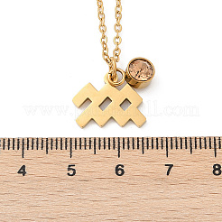 304 Stainless Steel Glass Drill Birth Stone Constellation Pendant Necklaces&nbsp;LS-STAS-D305-08G-K