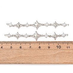 Brass Pave Clear Cubic Zirconia 3 Star Links Connector Charms&nbsp;CU-H003-04P