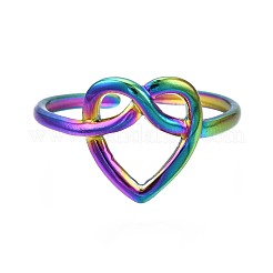 304 Stainless Steel Heart Wrapped Cuff Ring&nbsp;RJEW-N038-054