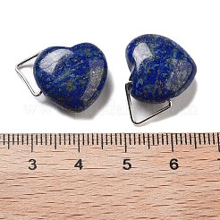 天然石ラピスラズリペンダント  プラチナトーンの真鍮製金具付きハートチャーム  15~16x16~16.5x7.5mm  穴：2.5~4x4~7mm&nbsp;G-K371-02P-01