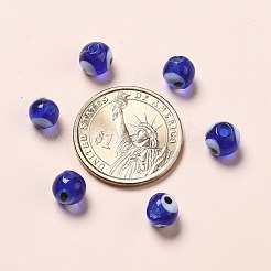 手作りランプワークビーズ  ナザールボンジュウ  ブルー  8mm  穴：2mm&nbsp;X-DT250J-3