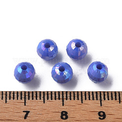 不透明なアクリルビーズ  ABカラーメッキ  多面カット  ラウンド  藤紫色  6x5.5mm  穴：1.5mm  約4800個/500g&nbsp;MACR-S371-135-I05