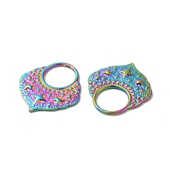 イオンプレーティング（IP）304ステンレスペンダント  スターチャーム付き扇子  虹色  26.5x24.5x2mm  穴：11.5mm&nbsp;STAS-H212-18MC
