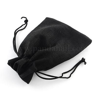 黄麻布ラッピングポーチ巾着袋  ブラック  13.5~14x9.5~10cm&nbsp;ABAG-Q050-10x14-09-1