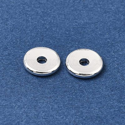 真鍮ビーズ  ディスク  ラックめっき  長持ちメッキ  銀  6.8x1.2mm  穴：1.8mm&nbsp;KK-CBA0DF0-18C-S-1