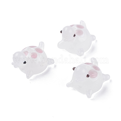 手作りランプワークビーズ  カメ  ホワイトスモーク  18.5~20x14.5~17.5x16.5mm  穴：1.8mm&nbsp;LAMP-D015-03B-1