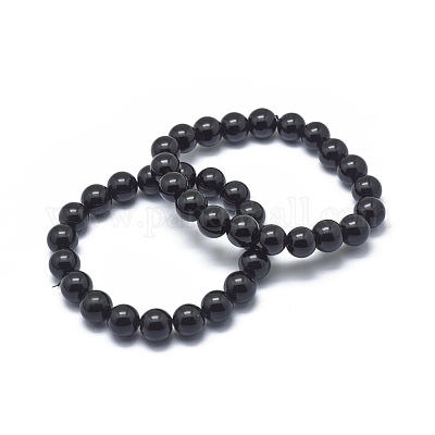 Synthetic Black Stone Bead Stretch Bracelets&nbsp;BJEW-K212-B-032-1