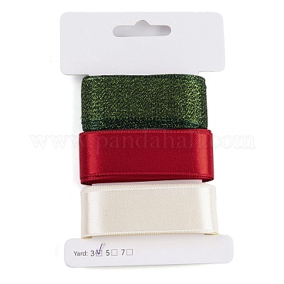9 Yards 3 Styles Christmas Theme Polyester & Polycotton Ribbons Sets&nbsp;SRIB-A015-01A-03-1
