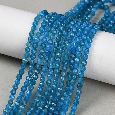 天然石アパタイトビーズ連売り ラウンド 多面カット 3mm 穴：0.5mm 約