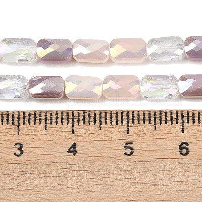 電気メッキガラスビーズセット  長方形  多面カット  グラデーションカラー  桃パフ  7x4x3.5mm  穴：1mm  約60~63個/連  16.14''~16.92''（41~43センチメートル）&nbsp;EGLA-D300-05-09-1