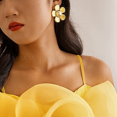 Alloy Flower Stud Earrings&nbsp;PW-WGB772B-02-1