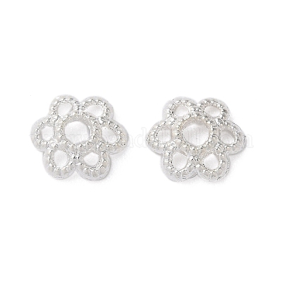合金ビーズキャップ  花  銀  5.5x6x1.5mm  穴：1.5mm&nbsp;FIND-E042-04S-1