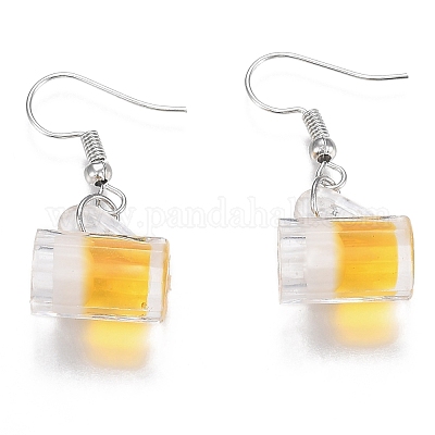 Resin Draft Beer Dangle Earring&nbsp;EJEW-N0030-01B-P-1
