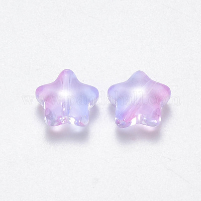 透明ガラスビーズ  スター  カラフル  8x8.5x4mm  穴：1mm&nbsp;GLAA-R211-04-A01-1