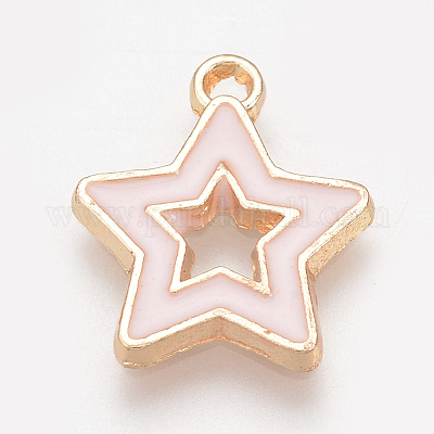 合金エナメルチャーム  スター  ミスティローズ  16x14x1mm  穴：1.5mm&nbsp;ENAM-Q425-24-1