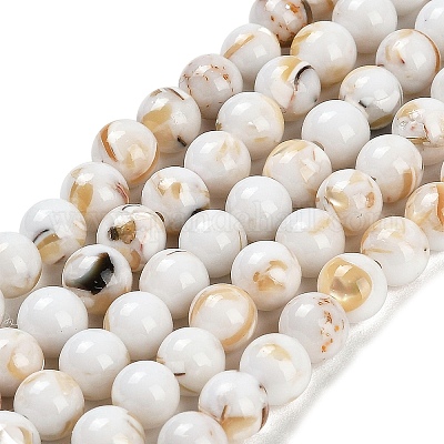 Assembled Synthetic Stone and Trochus Shell Beads Strands&nbsp;G-B128-08B-01-1