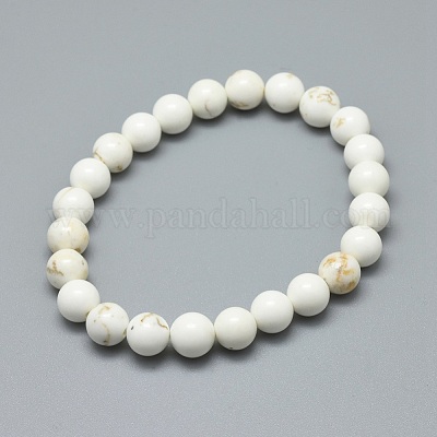Natural Magnesite Bead Stretch Bracelets&nbsp;BJEW-K212-B-008-1