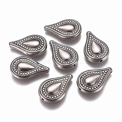 CCBプラスチックビーズ  ティアドロップ  アンティークシルバー  25x16.5x5mm  穴：1.5mm&nbsp;CCB-E052-39AS-1