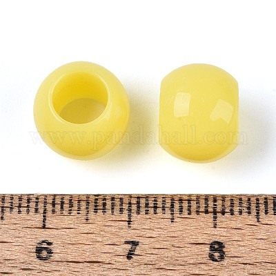 不透明なアクリルビーズ  ラウンド  きいろ  12x9.8mm  穴：6.5mm  約850個/500g&nbsp;SACR-N018-05B-1