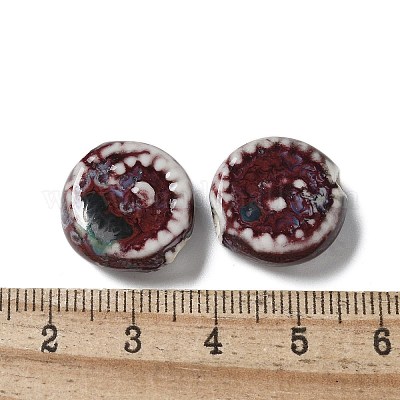 手作りの陶器ビーズ  渦  カラフル  16~17x6.5~7mm  穴：2.5mm&nbsp;PORC-L080-J01-1