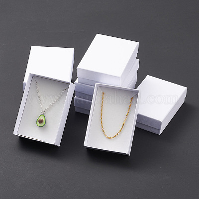 厚紙のネックレス箱  内部のスポンジ  長方形  ホワイト  9x6.5x2.8cm&nbsp;CBOX-S008-03-1