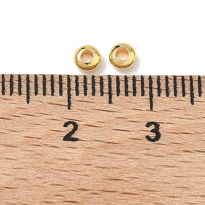 真鍮ビーズ  ロンデル  ラックめっき  カドミウムフリー＆鉛フリー  18KGP本金メッキ  3x1.5mm  穴：1.2mm&nbsp;KK-I476-30A-G-1