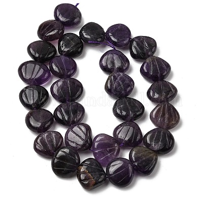 天然アメジストの彫刻ビーズ連売り  シェル形状  14~15x16~17x6~7mm  穴：1mm  約28~29個/連  15.35~15.55''（39~39.5センチメートル）&nbsp;G-H339-A07-01A-1