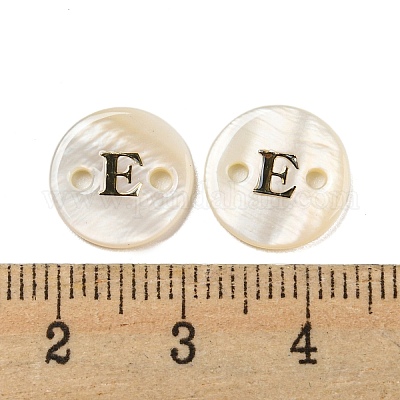 淡水シェルボタン  フラットラウンド  文字e  12x2mm  穴：1.6mm&nbsp;BUTT-Z001-01E-1