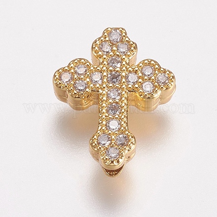 Brass Micro Pave Cubic Zirconia Beads&nbsp;ZIRC-E143-23G-1