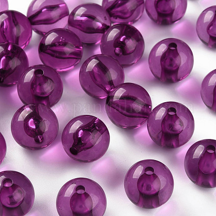透明なアクリルビーズ  ラウンド  暗い蘭  16x15mm  穴：2.8mm  約220個/500g&nbsp;MACR-S370-A16mm-743-1