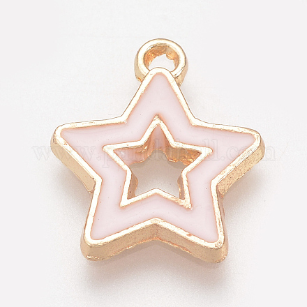 合金エナメルチャーム  スター  ミスティローズ  16x14x1mm  穴：1.5mm&nbsp;ENAM-Q425-24-1