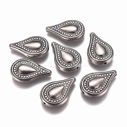 CCBプラスチックビーズ  ティアドロップ  アンティークシルバー  25x16.5x5mm  穴：1.5mm&nbsp;CCB-E052-39AS-1