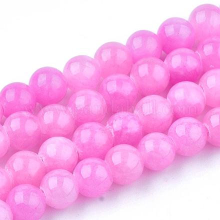 Natural Dyed Yellow Jade Gemstone Bead Strands G-R271-6mm-Y10-1