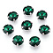 Sew on Rhinestone, Multi-strand Links, Glass Rhinestone, with Brass Prong Settings, Garments Accessories, Faceted, Flat Round, Platinum, Sea Green, 11x7.2mm, Hole: 0.8~1mm