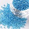 12/0 Glass Seed Beads, Trans. Colours Lustered, Round, Light Blue, 2mm, Hole: 1mm, 30000pcs/pound