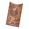 Paper Pillow Boxes, Gift Candy Packing Box, Flower Pattern & Word Love You, BurlyWood, Box: 12.5x7.6x1.9cm, Unfold: 14.5x7.9x0.1cm