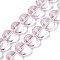 Transparent Electroplate Glass Beads Strands, Oval, Pink, 14.5x11x10~10.5mm, Hole: 1.2mm, about 54~55pcs/strand, 24.17~24.41 inch(61.4~62cm)