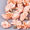 Cloth Pendants, with CCB Plastic, 6-Petal, Flower, Golden, Light Salmon, 26~27x17~28mm, Hole: 1.6mm