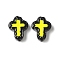 Baking Paint Glass Enamel Beads, Hand Painted Beads, Cross, Black, 14.5x11.5x4mm, Hole: 1mm