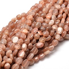Natural Sunstone Smooth Nuggets Beads Strands, Tumbled Stone, 5~10x6~7x3~7mm, hole: 1mm, about 14.9 inch~15.7 inch