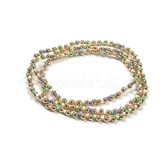 3Pcs CCB & Glass Seed Beads Stretch Bracelets Set for Women, Round & Column, Colorful, 6.50 inch(16.5cm)