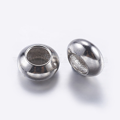 Brass Beads, Rondelle, Platinum, 6x3.6mm, Hole: 3mm