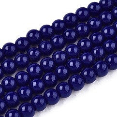 オペークソリッドカラーガラスビーズ連売り  ラウンド  ダークブルー  4~4.5mm  穴：0.8mm  約97~99個/連  14.76インチ〜14.96インチ（37.5~38cm）