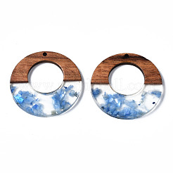 Transparent Resin & Walnut Wood Pendants&nbsp;RESI-T035-20-A02