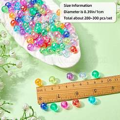 150g UVメッキ透明アクリルビーズ  虹色の  ラウンド  ミックスカラー  10mm  150 G /セッティング&nbsp;OACR-SZ0001-53