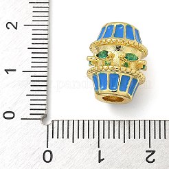 Barrel Brass Micro Pave Cubic Zirconia Spacer Beads&nbsp;KK-U050-11G-01