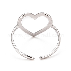 Non-Tarnish 304 Stainless Steel Open Heart Cuff Ring for Women&nbsp;X-RJEW-C025-22P