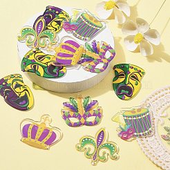 12Pcs 6 Style MARDI GRAS Carnival Double-Sided Transparent Acrylic Pendant&nbsp;SACR-CJ0001-67