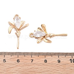 真鍮チャーム  チューリップの花のチャーム  ガラスと  18KGP本金メッキ  29x16x3mm  穴：1.8mm&nbsp;KK-B125-18G-01