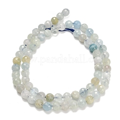 天然石アクアマリンビーズ連売り  ファセット（128ファセット）  ラウンド  6mm  穴：1mm  約67個/連  15.43インチ（39.2cm）&nbsp;G-L642-F05-6mm